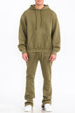 Mens Solid Fleece Flare Stacked SET