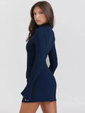 Elegant Dark Blue Knitted Mini Dress