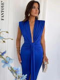 Deep V Neck Rushed Maxi Dress