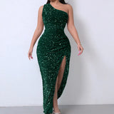 Sexy Sequin Night Party Bodycon Evening Maxi Dress