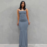 Satin Slip Sleeveless Backless Maxi Dress