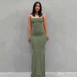 Satin Slip Sleeveless Backless Maxi Dress