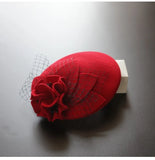 Fascinators Pillbox Hat With Flower 100% Australian Wool Church Beret Cocktail Banquet Cap