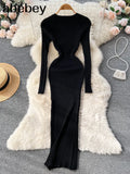 O Neck Sexy Slim Elastic Oversized Basic Bodycon Long Dress