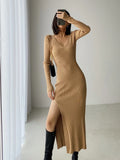 French Slit Sweater Dress