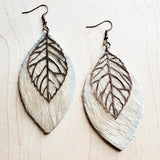 Oval Earrings in Blond Hair w/ Copper Feather