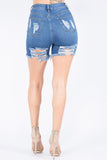 FRONT & BACK DISTRESSED DENIM SHORTS