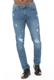 DISTRESSED RIP SLIM TAPER DENIM JEANS