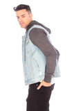 DENIM JACKET WITH HOOD   LIGHT   BLUE