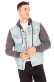 DENIM JACKET WITH HOOD   LIGHT   BLUE