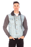 DENIM JACKET WITH HOOD   LIGHT   BLUE