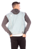 DENIM JACKET WITH HOOD   LIGHT   BLUE