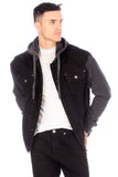 DENIM JACKET WITH HOOD   BLACK