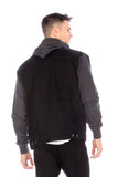 DENIM JACKET WITH HOOD   BLACK