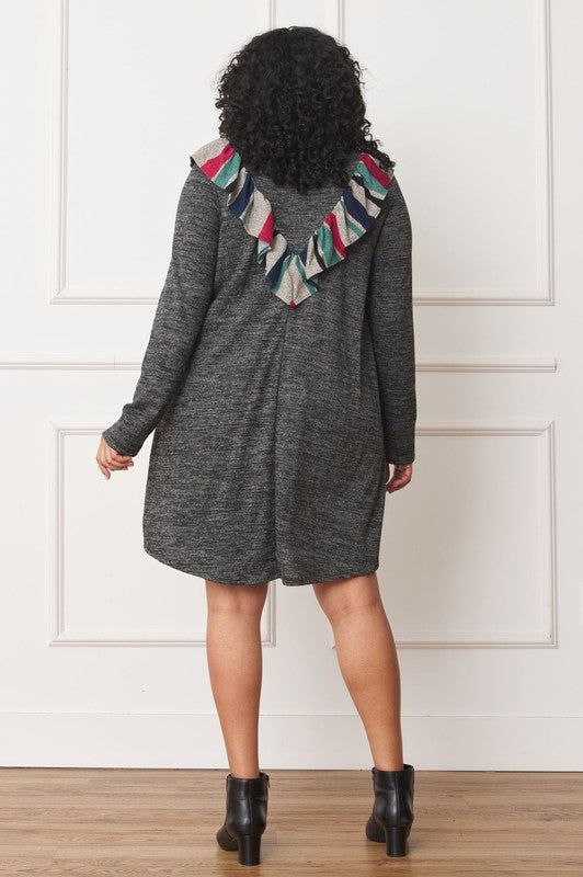 Plus Front Ruffle Mini Dress