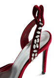 Velvet Diamante Tie Up High Heeled Sandals