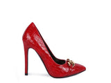 Fanfare Croc Metal Chain Pump Heels