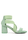 Elastic Strappy Block Heel Sandals