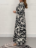 Smocked Printed Flounce Sleeve Maxi Dress