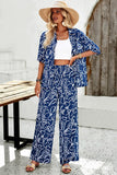 Printed Button Up Shirt and Pants Set