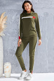 Mock Neck Long Sleeve Top and Side Stripe Pants Set