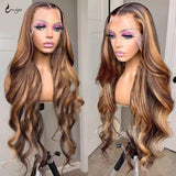 250 Density 13x6 Highlight Wig Human Hair HD Body Wave Lace Front Human Hair Wigs Brazilian Remy 13x4 Lace Frontal Wig For Women