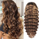 Highlight Wig Human Hair Loose Deep Wave Wig Honey Blonde Lace Front Wig Colored Human Hair Wigs Hd Transparent Lace Closure Wig