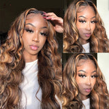 Highlight Wig Human Hair Loose Deep Wave Wig Honey Blonde Lace Front Wig Colored Human Hair Wigs Hd Transparent Lace Closure Wig