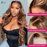 250 Density 13x6 Highlight Wig Human Hair HD Body Wave Lace Front Human Hair Wigs Brazilian Remy 13x4 Lace Frontal Wig For Women