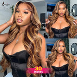 250 Density 13x6 Highlight Wig Human Hair HD Body Wave Lace Front Human Hair Wigs Brazilian Remy 13x4 Lace Frontal Wig For Women